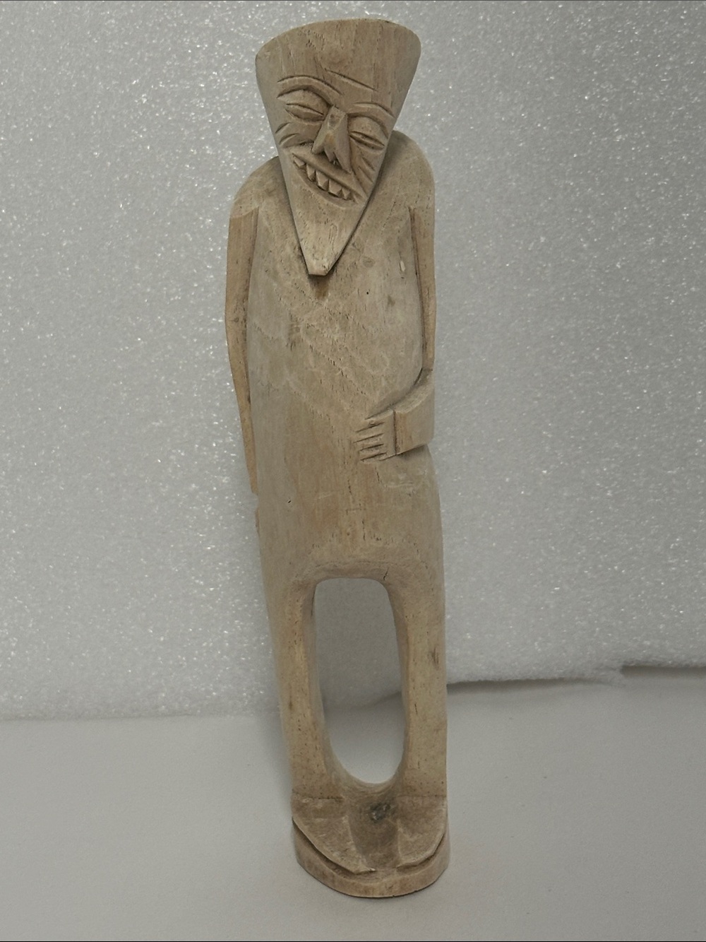 Original, One of a Kind, Vintage Folkart Hand Carved Wooden Man Figure 9”